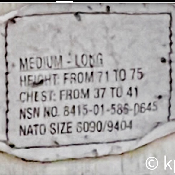Authentic Military jacket MediumLong NSN: 8415-01-586-0645, NATO Size: 6090/9404 - Picture 10 of 10
